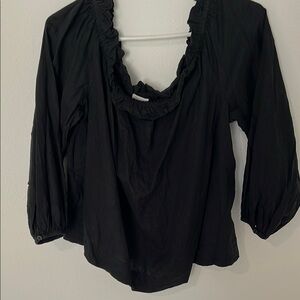 Women's Black Ruffled Top